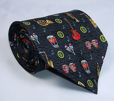 Nicole Miller Music Band Instrument Theme Novelty SILK Neck Tie Mens