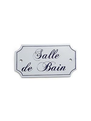 Metal Iron White Salle De Bain Bathroom Bath French Wall Sign