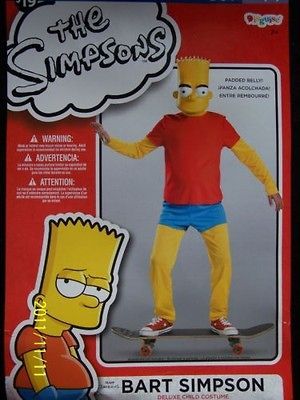 Child BART Simpson THE SIMPSONS Costume Size Sm 4 6 Med 6 8 jumpsuit