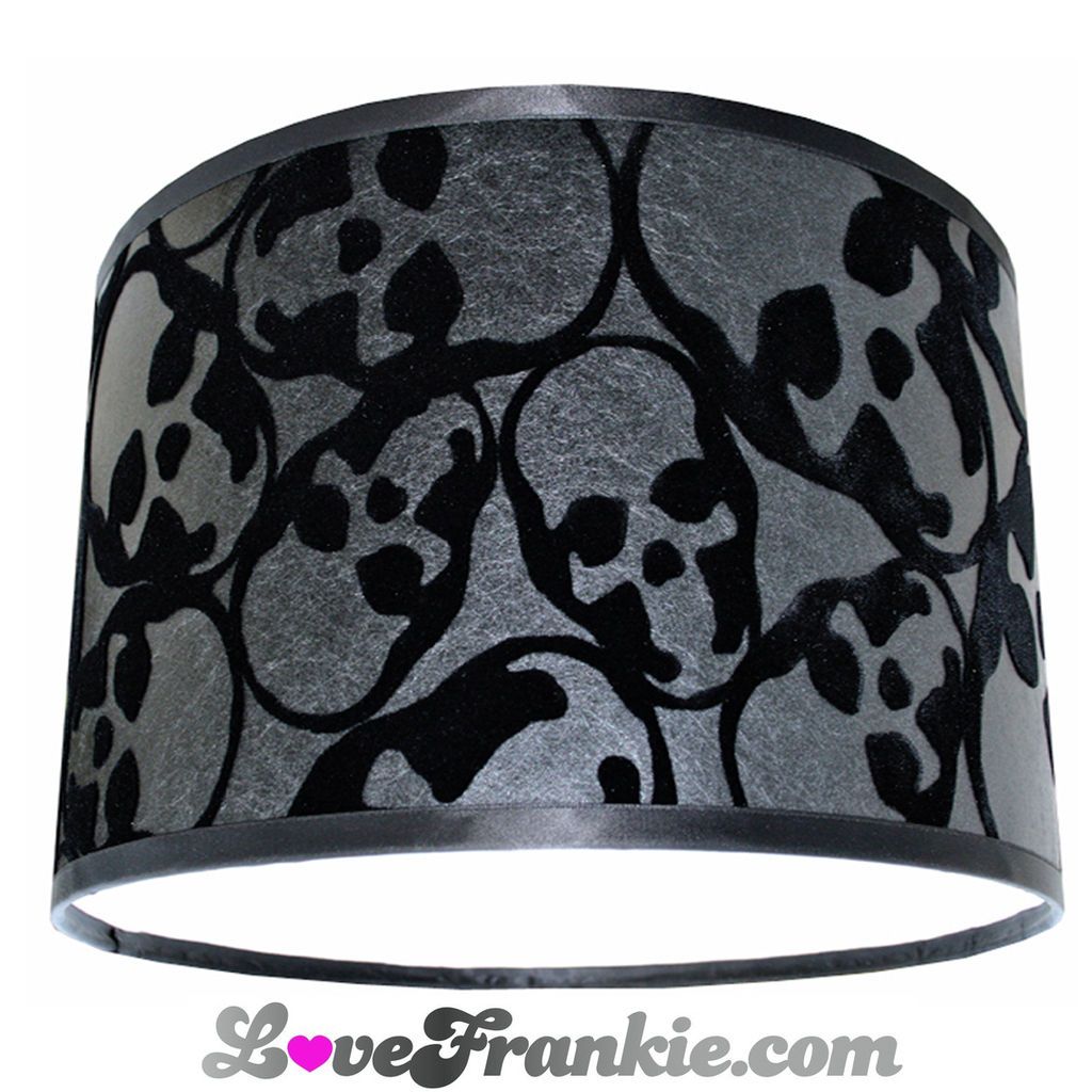 Barbara Hulanicki Wallpaper Lampshade Flocked Skulls 12 x 8 HANDMADE