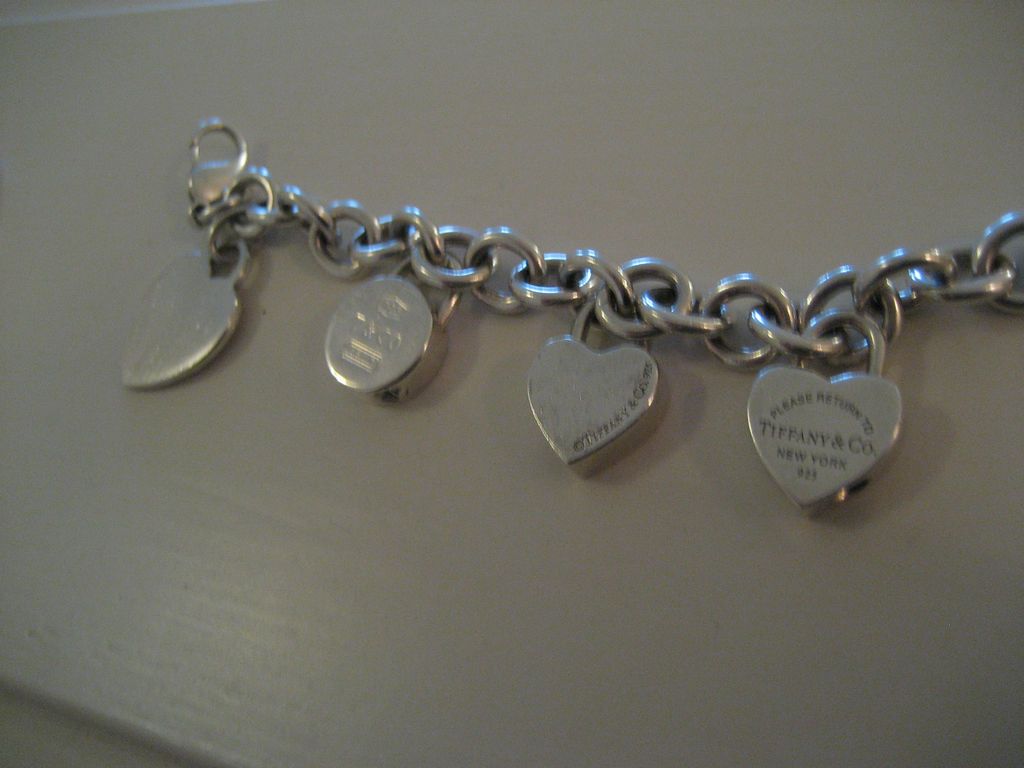 TIFFANY & CO Sterling Silver 925 Removable Lock Charms Link Bracelet