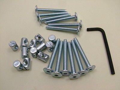 Bed / cot bolts 12 sets of M6 x 50mm bolt, allen key & 14mm barrel nut