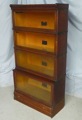 Antique Oak Sectional Barrister 4 High Bookcase   Macey