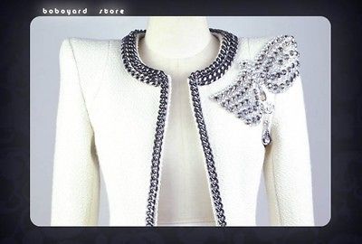 Women Bow Embellishment Balmain Shoulder wool Jacket