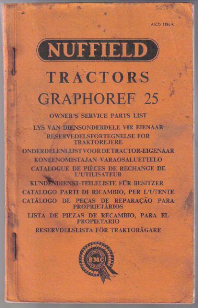 Nuffield Tractors Multilingual 1963 original illustrated Spare Parts