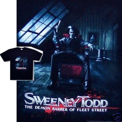 SWEENEY TODD DEMON BARBER POSTER IMAGE/JOHNNY DEPP BLK T SHIRT LARGE