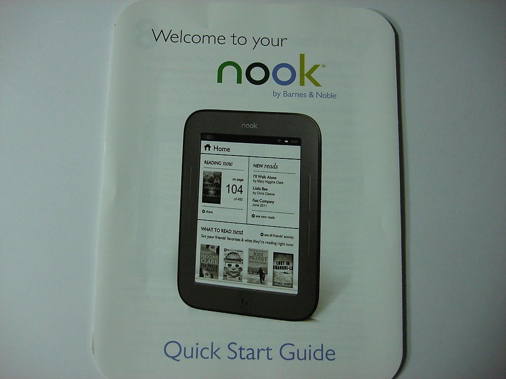 GENUINE  NOOK Simple Touch QUICK START GUIDE OEM PARTS