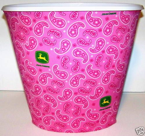 NEW GIRLS PINK PAISLEY JOHN DEERE TRACTOR WASTEBASKET