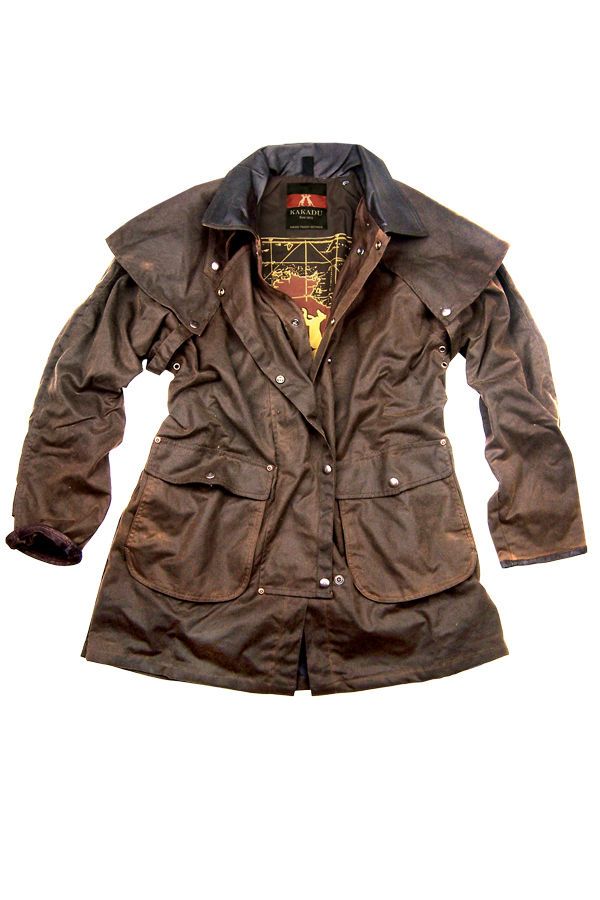 Kakadu Iron Bark Jacket mens Heavy Oilskin Brown drover style outback