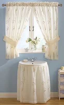 HONEYSUCKLE SINK SURROUND CURTAIN EMBROIDERED FLORAL 4 SHADES part of