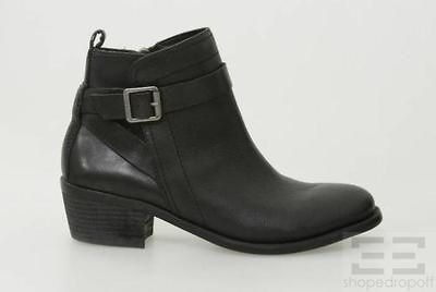 Vince Camuto Black Leather Buckle Strap Beamer Moto Boots Size 8M