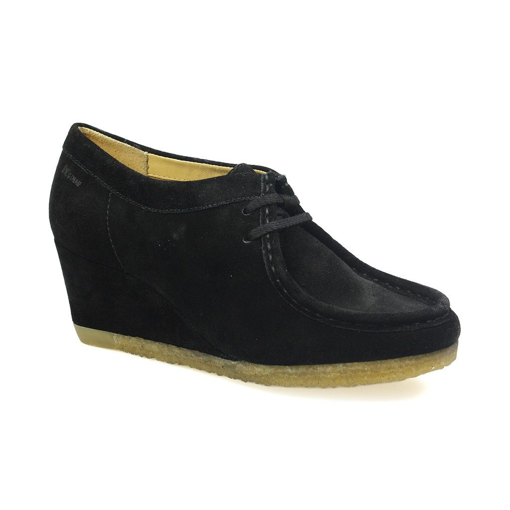 Clarks Yarra Bee Suede Black Wedge Heels