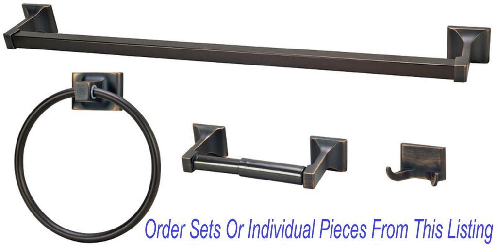 OIL RUBBED BRONZE 24 TOWEL BAR BATHROOM HARDWARE 4 PC SET