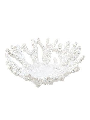 White Resin Small Shallow Coral Bathroom Accessory Bowl Beach/Sea