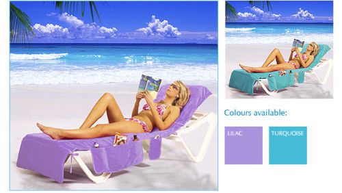 Luxury Terry Velour Lounge Beach Chair Cover Towel