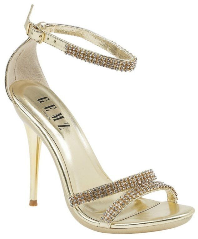 WOMEN’S WEDDING EVENING PROM PARTY HIGH HEEL DIAMANTE SANDALS/SHOES