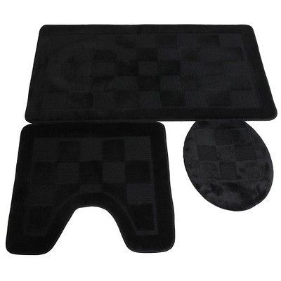 Free PnP) 3 Piece Square Design Bathroom Mat Set