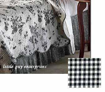 COUNTRY BLACK WHITE CHECKS Queen BEDSKIRT   DUST RUFFLE BED SKIRT