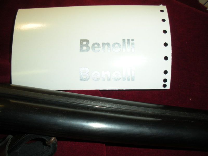 BENELLI BARRELL DECALS TRAP SHOTGUN SKEET SILVER METALL