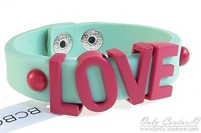 BCBGeneration Love Pink Letter Affirmation Green Silicone Bracelet