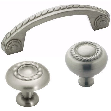 Amerock Satin Nickel Rope Cabinet Hardware Knobs & Pull