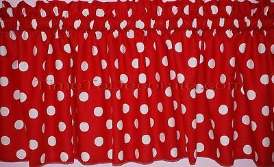 Yr CHoICe VALANCE large 3/4 white DOTS on BROWN or BLACK or RED lined