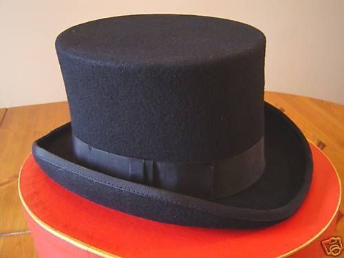 NEW CHRISTYS  BLACK WOOL FELT TOP HAT 57,59,61 M,L,XL