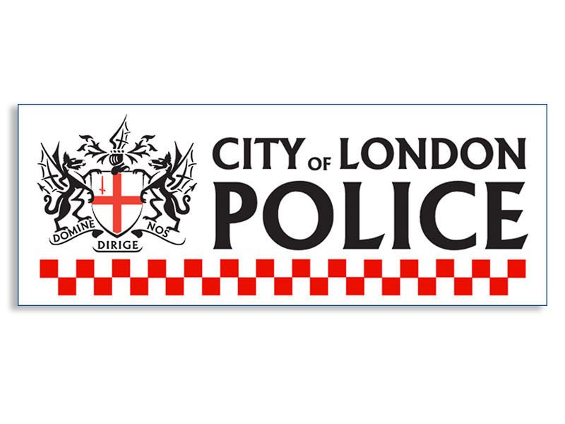 3x8 in City of London Police Bumper Sticker   decal crest uk england