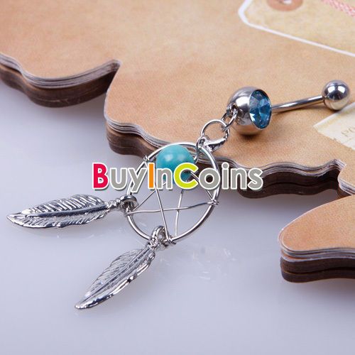 Gem Dream Catcher Dangle Navel Belly Button Barbell Ring Body Piercing