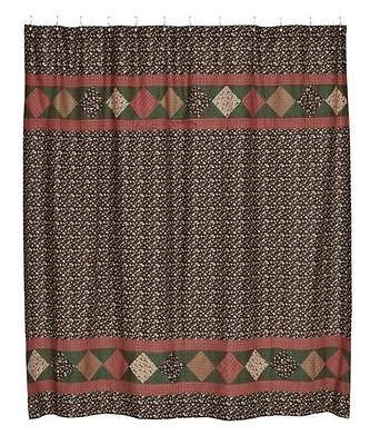 COUNTRY PRIMITIVE BERKSHIRE FLORAL PATCHWORK COTTON SHOWER CURTAIN