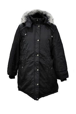 LADIES PLUS SIZE BLACK THICK WINTER PARKA FUR HOODED COAT (SIZE 18,20