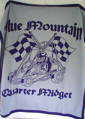 BLUE MOUNTAIN RACING QUARTER MIDGETS THROW KNIT BLANKET