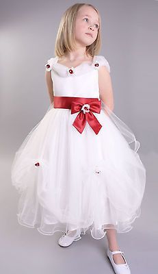 Robe bouton de rose blanche fille enfant dhonneur mariage bal