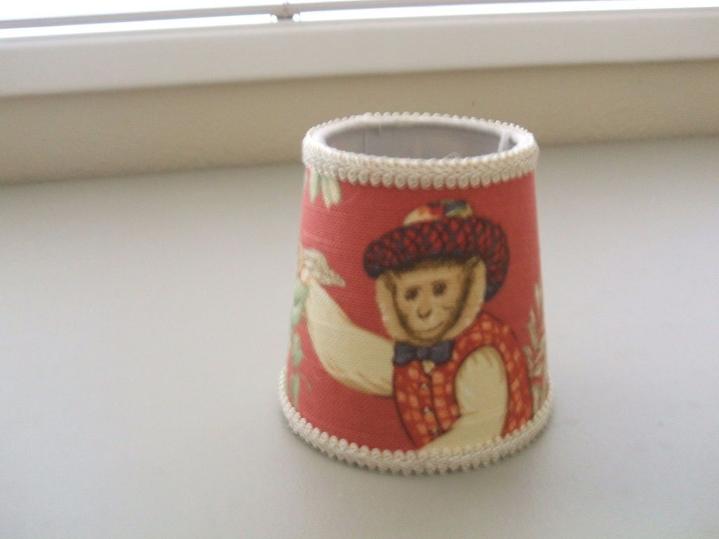 Kaufmann Monkey Toile Lamp Shade Pomegranite Red Copacabana