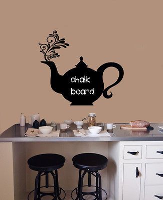 WALL VINYL CHALKBOARD BLACKBOARD DECAL ROOM KITCHEN RESTAURANT TEAPOT