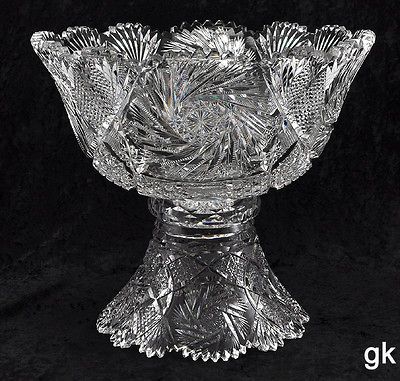 Pc Pedestal Based Cut Glass/Crystal ABP Punch Bowl Diamond Designs