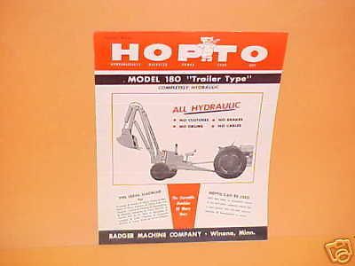 1954 BADGER HOPTO 180 TRAILER EXCAVATOR BROCHURE BOOK