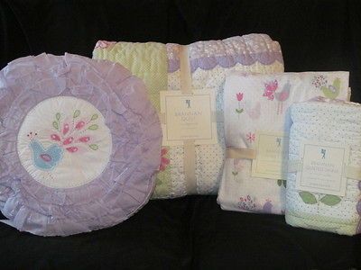 NEW 6pc* Pottery Barn Kids BRANNAN PEACOCK BIRD TWIN QUILT+SHAM+SHEET