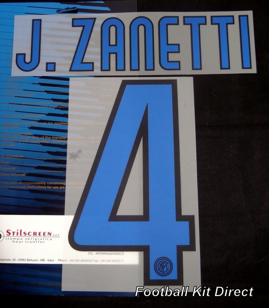 Inter Milan J.Zanetti 4 2009/11 Football Shirt Name Set Away