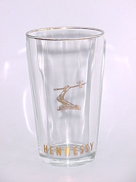 VINTAGE Hennessy Cognac Golden Axe Logo gold rimmed glass mug