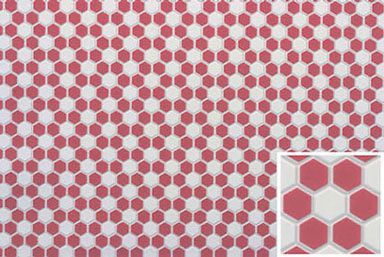 Dollhouse Building Supplies Hexagon Tile Red / White Vinyl Flooring