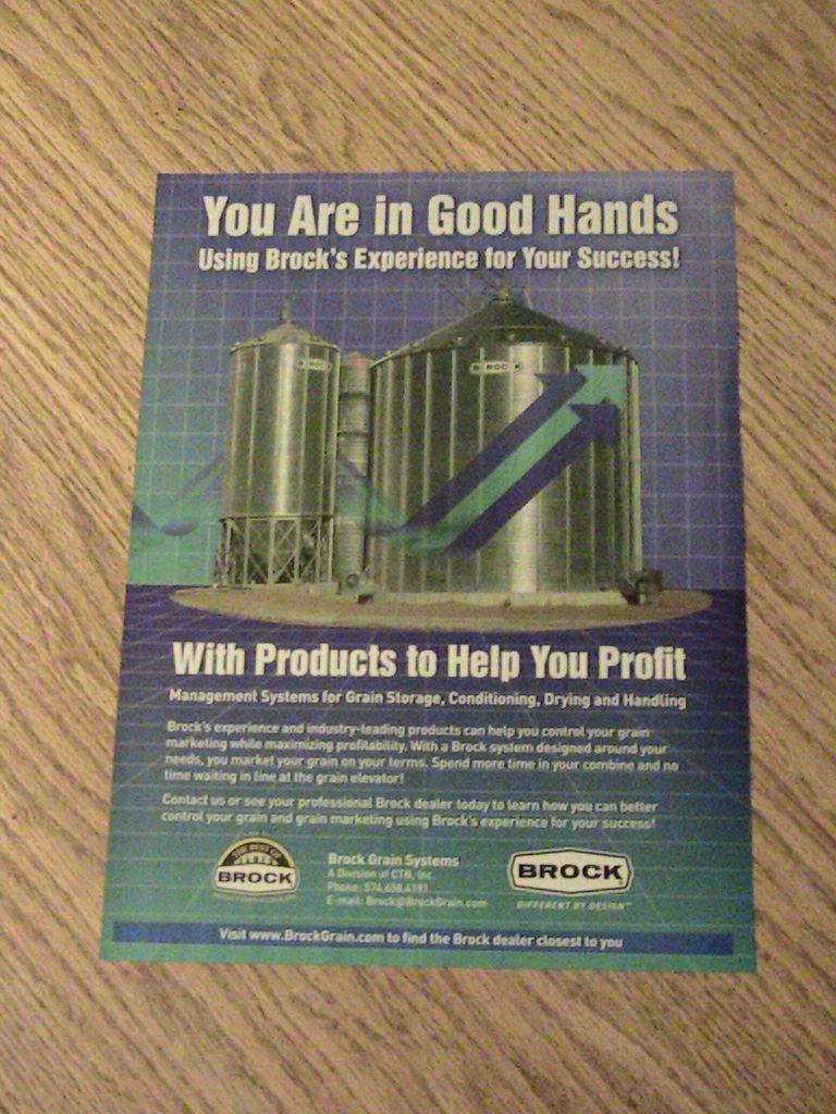 BROCK GRAIN ADVERTISEMENT SILO CONTAINER SYSTEM CONTROL MARKETING AD