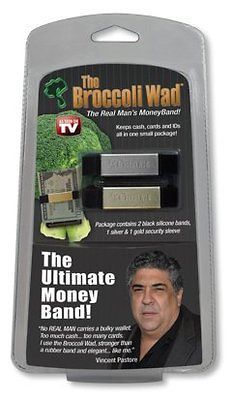 Broccoli Wad 2 Black Silicone Money Band Silver and Gold Security Clip