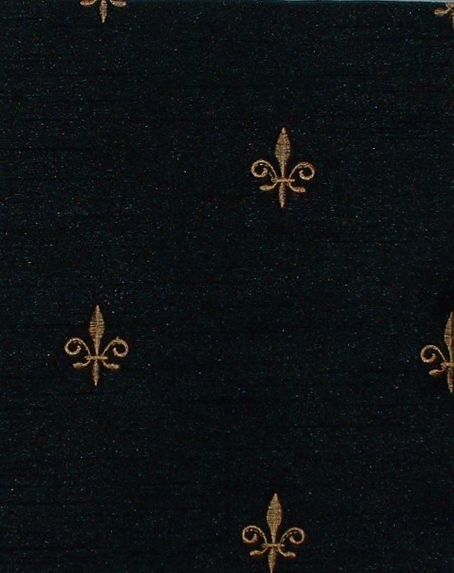 NEW Tailored Valance Faux Silk Black Fleur de Lis Embroidered 50 x 15