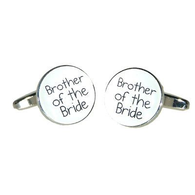 White Brother Of The Bride Circular Round Wedding Cufflinks & Gift