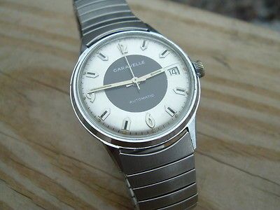 VTG 1970 MENS BULOVA CARAVELLE AUTOMATIC CHROME WATCH WRISTWATCH 17