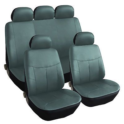 BUCKETS & SPLIT BENCH LEATHER 9PCS GRAY SEMI CUSTOM CAR SEAT COVERS