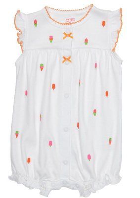 NEW Carters Infant Girls White Ice Cream Speedy Exit Creeper NWT