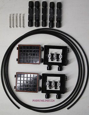 MC4 CONNECTORS 20FT SOLAR CABLE 2 JUNCTION BOXES BUNDLE FOR DIY