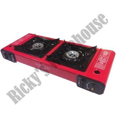 Hercules KE 112 Portable Double Burner Butane Gas Camping Cooking